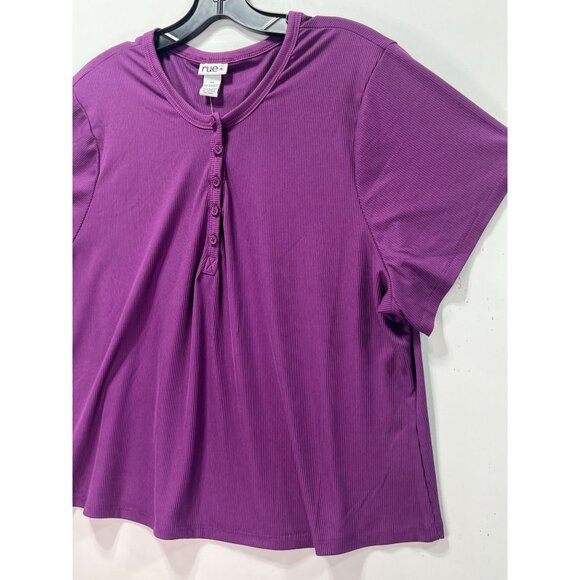 Rue 21 - Women's Short Sleeve Stretch Blouse - Purple - 4X - Picture 11 of 11